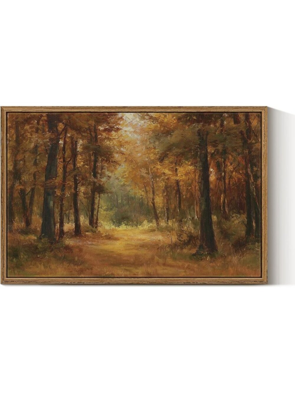 Vintage Autumn Forest Canvas Wall Art - Framed 16"x24" Home Decor Piece